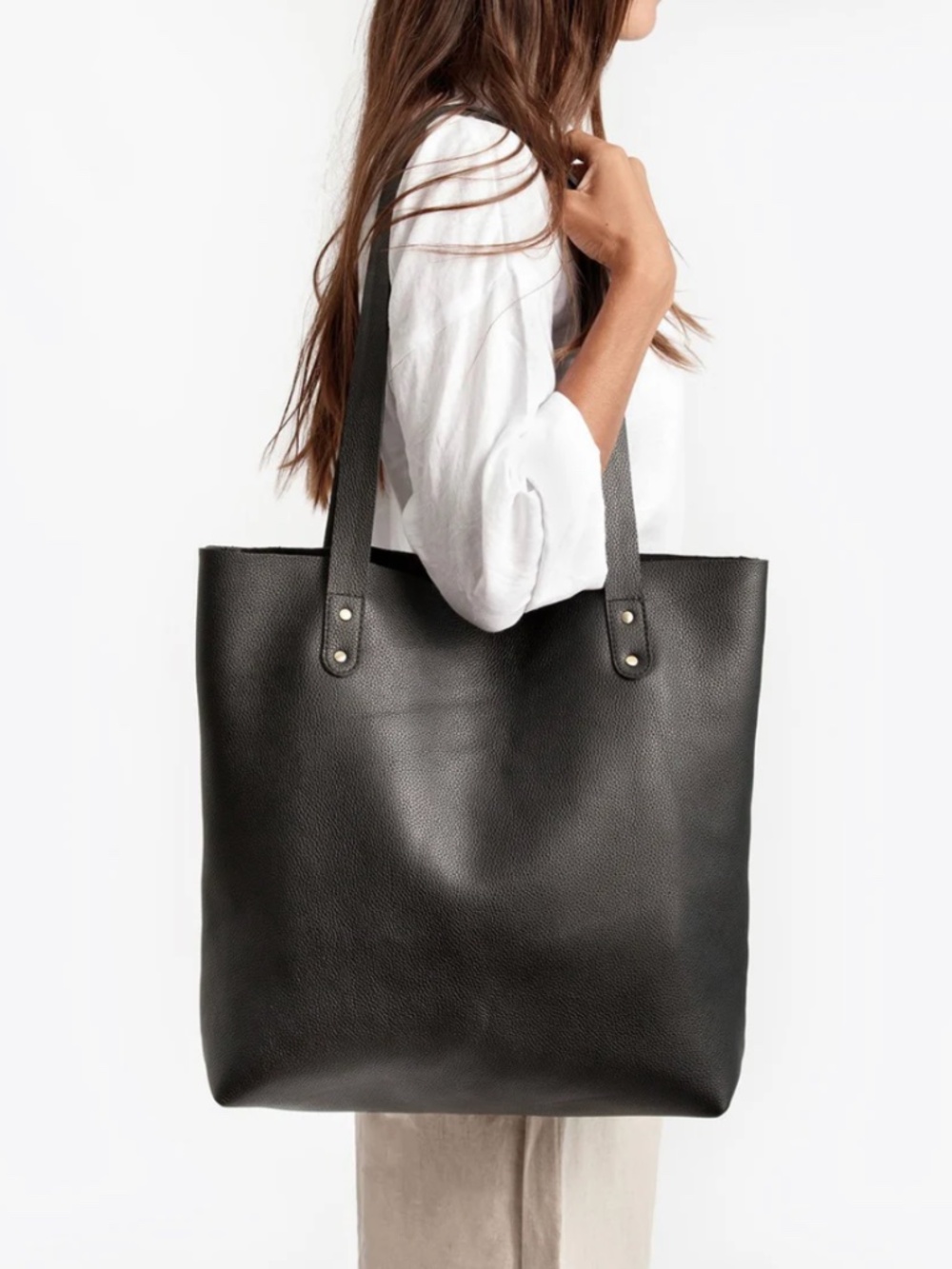 NWT Liberte Leather Black Pebbled Leather Tote Bag